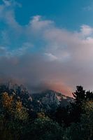 Sonnenuntergang in den Bergen von Zia Griechenland