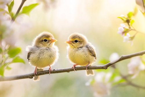 Jonge vogeltjes op een tak