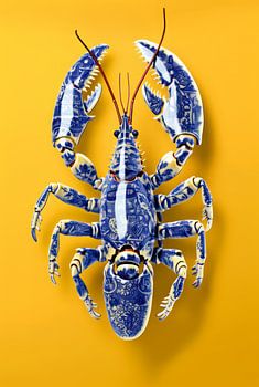 Lobster in delft blue, lobster, artistic lobster