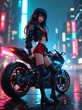 A cyberpunk city at night by hisam colours