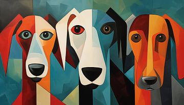 Abstracte honden kubisme panorama van TheXclusive Art