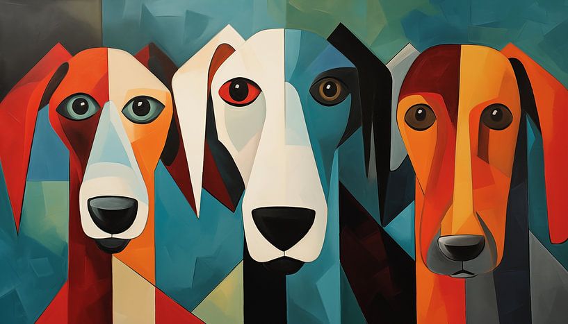 Abstrakte Hunde Kubismus Panorama von TheXclusive Art