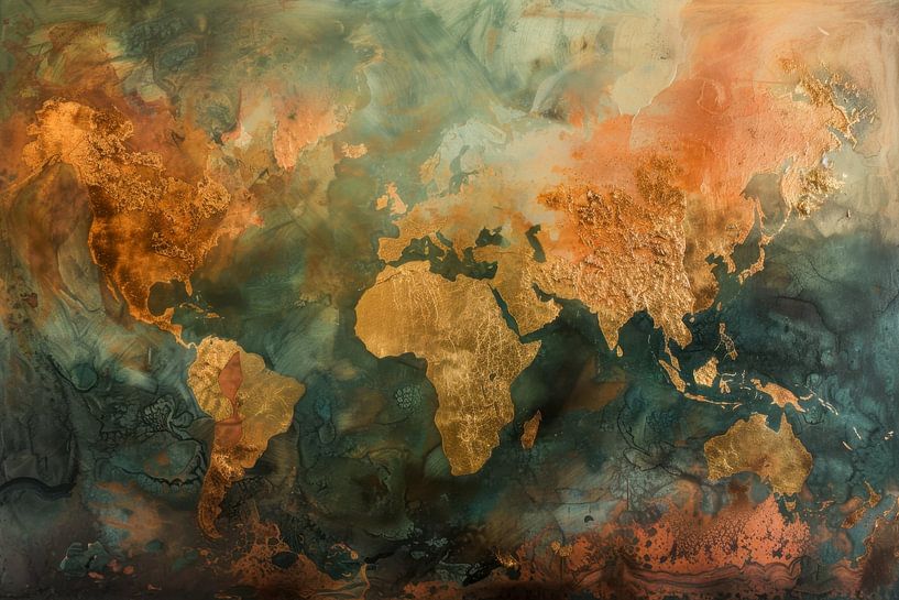 Earthy World Map - Abstract Wall Art by BowiScapes abstract and digital art