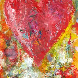 Groot rood hart acrylschilderij van Karen Kaspar