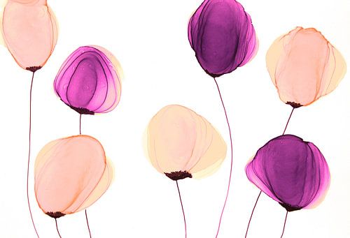 Ballonbloemen in bordeaux en roze