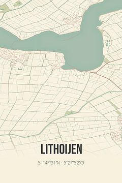 Vintage landkaart van Lithoijen (Noord-Brabant) van Rezona