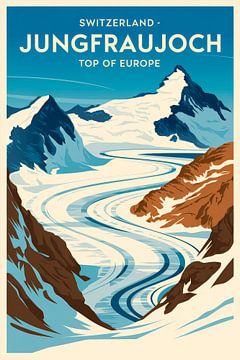 Jungfraujoch, Zwitserland Vintage Reisposter van Poster Art Shop