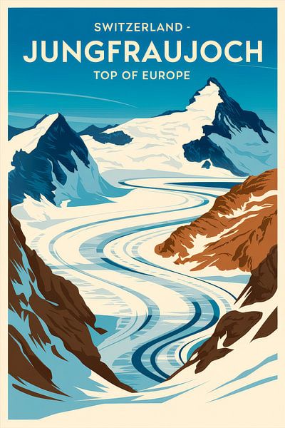 Jungfraujoch, Switzerland Vintage Travel Poster von Poster Art Shop