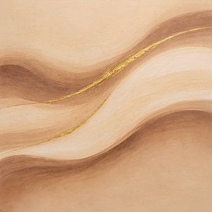 Golden Sand Wave 2 – Tableau abstrait de luxe aux accents beiges et dorés