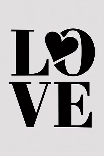 Liefde poster in zwart wit
