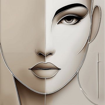 Abstrakte Eleganz - modernes minimalistisches Frauenporträt von Kleurenrijk