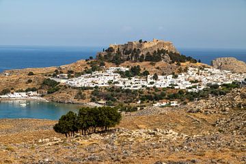 Panoramic view of the town of Lindos on the Greek island of Rhodes by Reiner Conrad