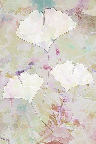 Ginkgo Biloba blad, Stilleven met bloemen Modern