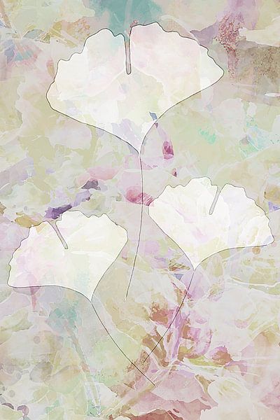 Leaf of Ginkgo Biloba Romantic Pastel Shades by Caroline Drijber