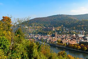 Heidelberg sur la rivière Neckar lors d'une belle journée d'automne sur Sjoerd van der Wal Photographie