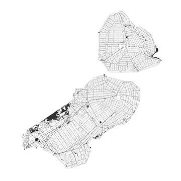 Wateren van Flevoland in Zwart-Wit van Maps Are Art