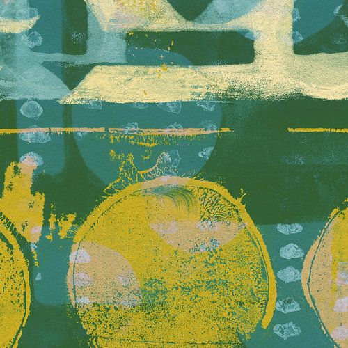 Japandi. Abstracte vormen in geel en groen I