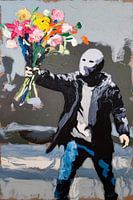Mask and flowers statement art