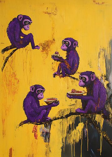 Singes Violets en Festin – Banquet Joyeux