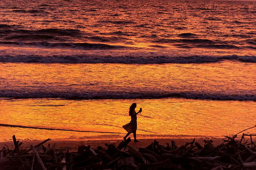girl silhouette sunset on the beach by Barbara Merlone