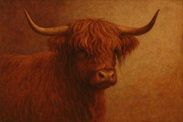 Portrait d'un Highlander aux longues cornes sur Imperial Art House