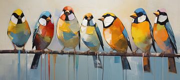 Colorful Bird Variety | Colorful Bird Art by Blikvanger Schilderijen