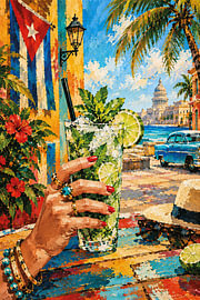 Mojito-Gemälde – farbenfrohe Cocktail-Kunst