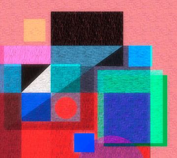 Vrije compositie met zwart en roze van Corinne Welp