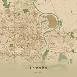Carte vintage d'Omaha, États-Unis sur Affiches de lieux