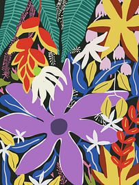 Composition florale abstraite aux couleurs vives sur Little Dean