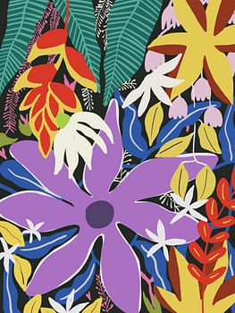 Composition florale abstraite aux couleurs vives