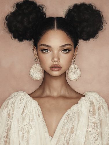 Modern portret in pastelkleuren