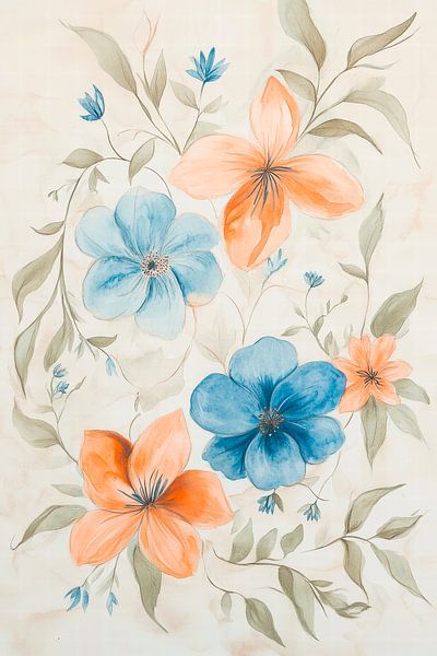 Bunte Blumenkomposition – Aquarellstil von Poster Art Shop