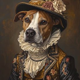 chien en robe victorienne sur Gelissen Artworks