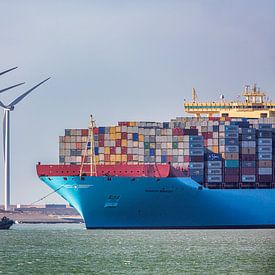 Containerschiff Maersk im Hafen von Rotterdam von Frans Lemmens