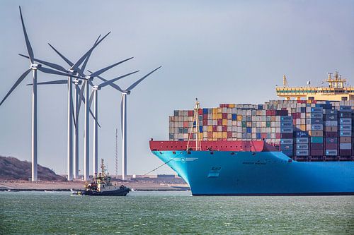 Le porte-conteneurs Maersk dans le port de Rotterdam sur Frans Lemmens