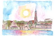 Landshut Bayern Altstadt Stadtbild mit St. Martin Trausnitz und Isar von Markus Bleichner Miniaturansicht