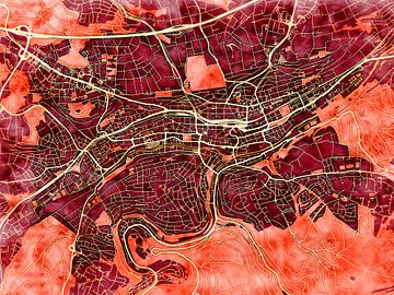 Kaart van Pforzheim in de stijl 'Amber Autumn' van Maporia