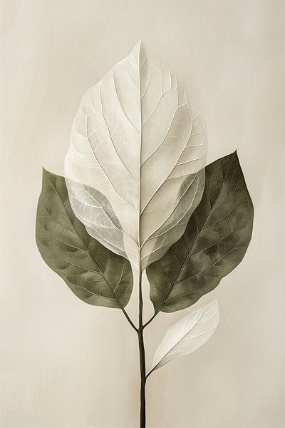 Serene leaf - Japandi style - 4 - green by Marianne Ottemann - OTTI