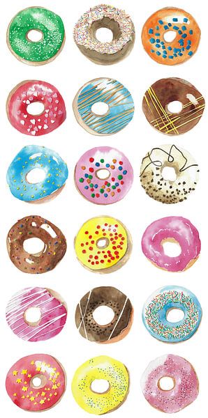 Poster met handgetekende donuts van Ivonne Wierink