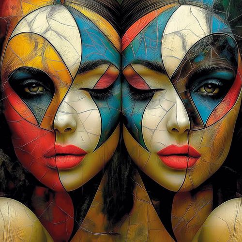 Weibliche Gesichter: Gesichtssinfonie in geknackten Farben