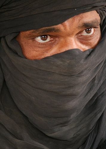 Man met sluier in Marokko