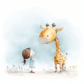 La fille et la girafe - 3 | Chambre d'enfant sur Karina Brouwer