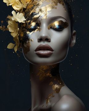 Portrait modern chic in gold by Carla Van Iersel
