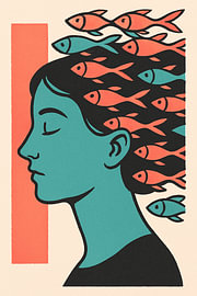 Courant sous-jacent — Portrait surréaliste d'une femme avec sur Dream Designs art work