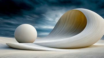 Witte boog en stille bol van Klaus Tesching - Art-AI
