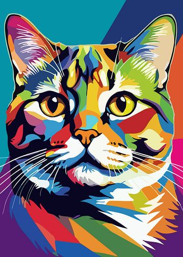 Brits Korthaar Kat Pop Art Stijl