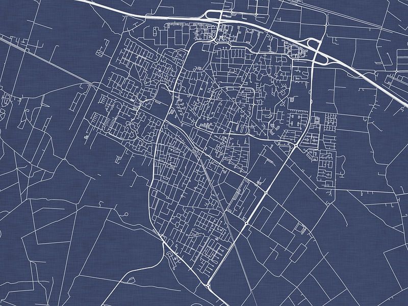 Map of Veenendaal in Royal Blue by De Kaartenwinkel