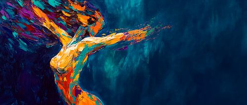 Kleurrijke danseres in abstracte stijl