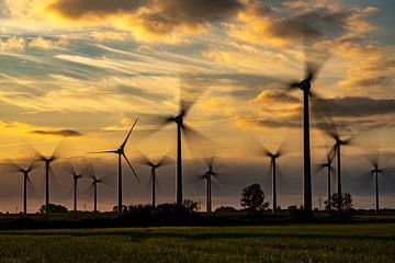 Wind farm north Germany, at sunset by Diana Kors